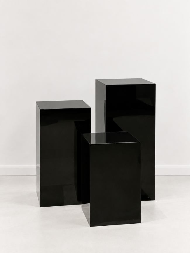 Black Square Plinths - Set of 3