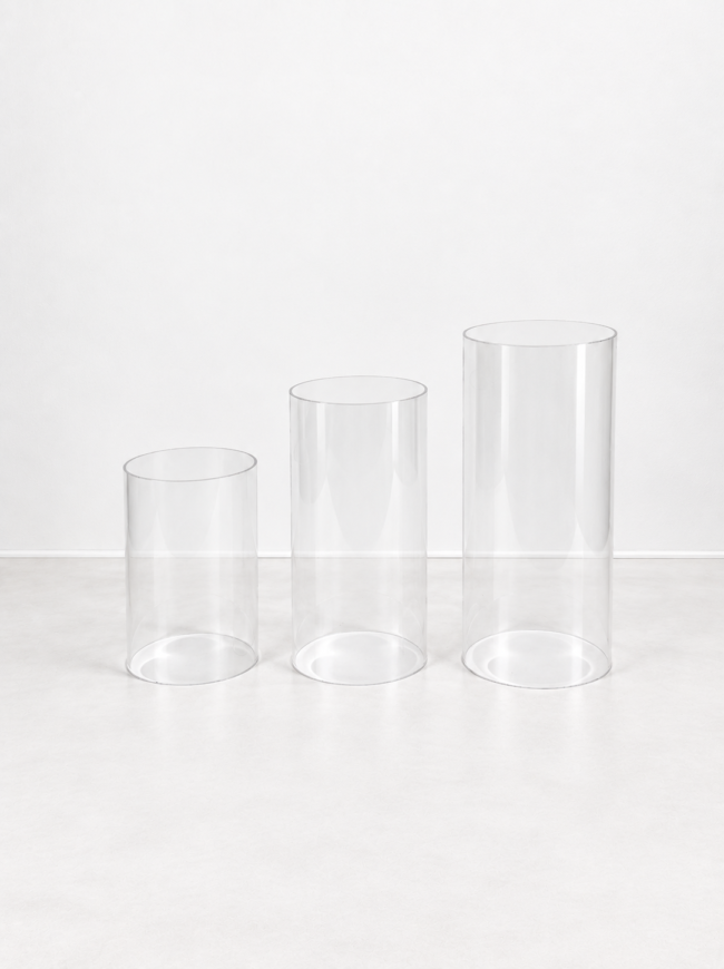 Clear Round Plinths - Set of 3